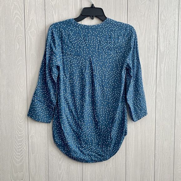 Daniel Rainn Blue Polka Dot 3/4 Sleeve Top Size PXS NWT - Picture 4 of 5
